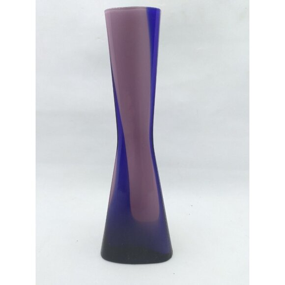 Vtg MCM Cased Glass Triangular Bud Pop Art Purple Bud Vase Japan 7.5"  READ - Picture 3 of 15